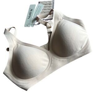 VertVie Women Seamless Wireless Bra Beige Plunge Adjustable Straps NWT Size S